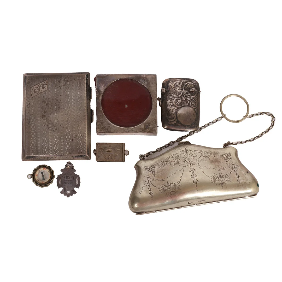 A COLLECTION OF SILVER AND PLATED WARE (7). — Silver — Bishop & Miller