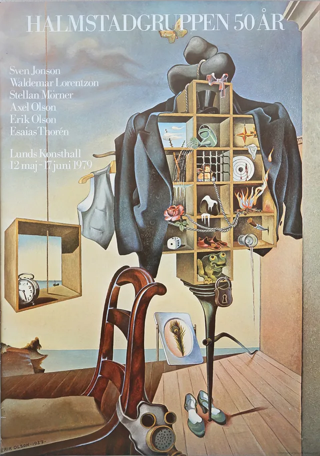 UTSTÄLLNINGSAFFISCH, Halmstadgruppen 50 år, Lunds Konsthall 1979.