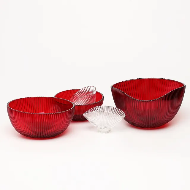 ARTHUR PERCY. Skålar, 5 st, glas, "Reffla", Gullaskruf glasbruk. 1900-talets andra hälft.