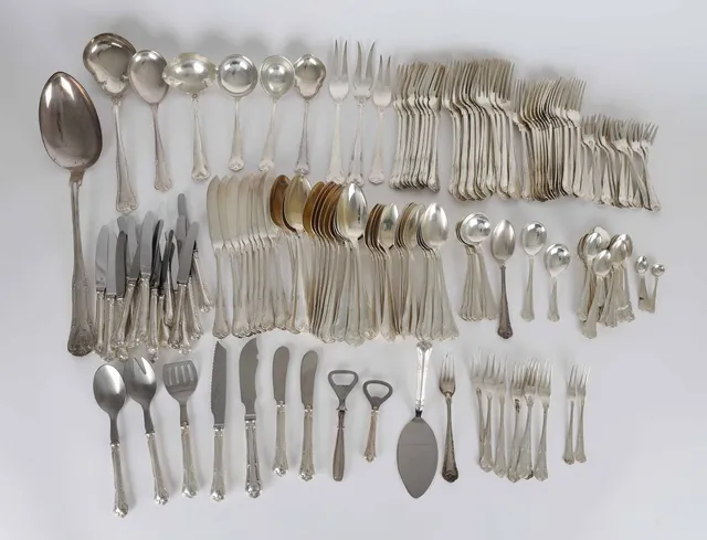 Carl M. Cohr. 'Herregård' a large collection of silver cutlery. (157)