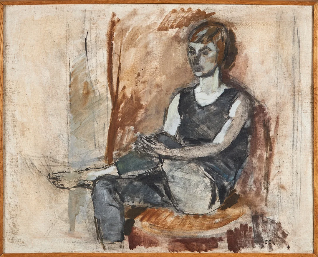 ERIK CEDERVALL (1923-2013). "Marianne, sittande", olja på duk, signerad EC. — Paintings — Stockholms Auktionsverk Magasin 5