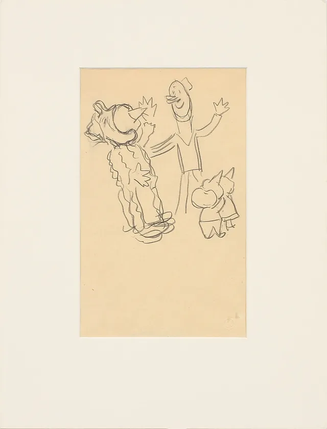 CARL KYLBERG. Blyertsteckning, figurkomposition, signerad samt stämplad CK.