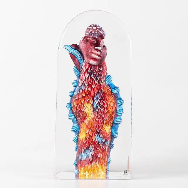 ERIKA HÖGLUND. Skulptur, "Crystal Sculpture", "midnight moon", glas, signerad, Målerås.