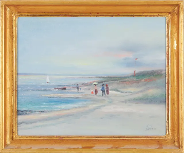 BENGT FRANSSON (1935). Strandmotiv, olja på duk, signerad Bengt Fransson.