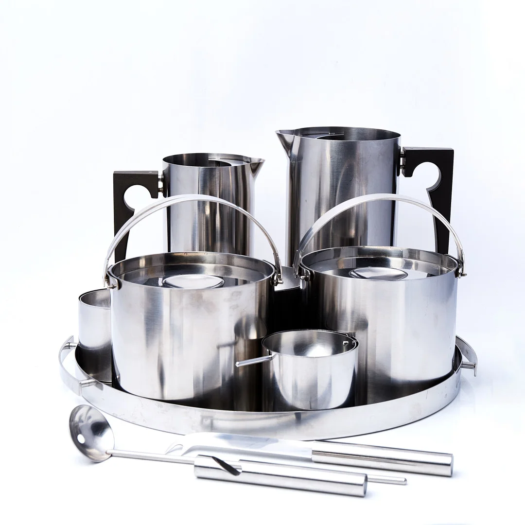 ARNE JACOBSEN. STELTON, 11 dlr, Danmark, rostfritt stål. — Other metals — Stockholms Auktionsverk Sickla