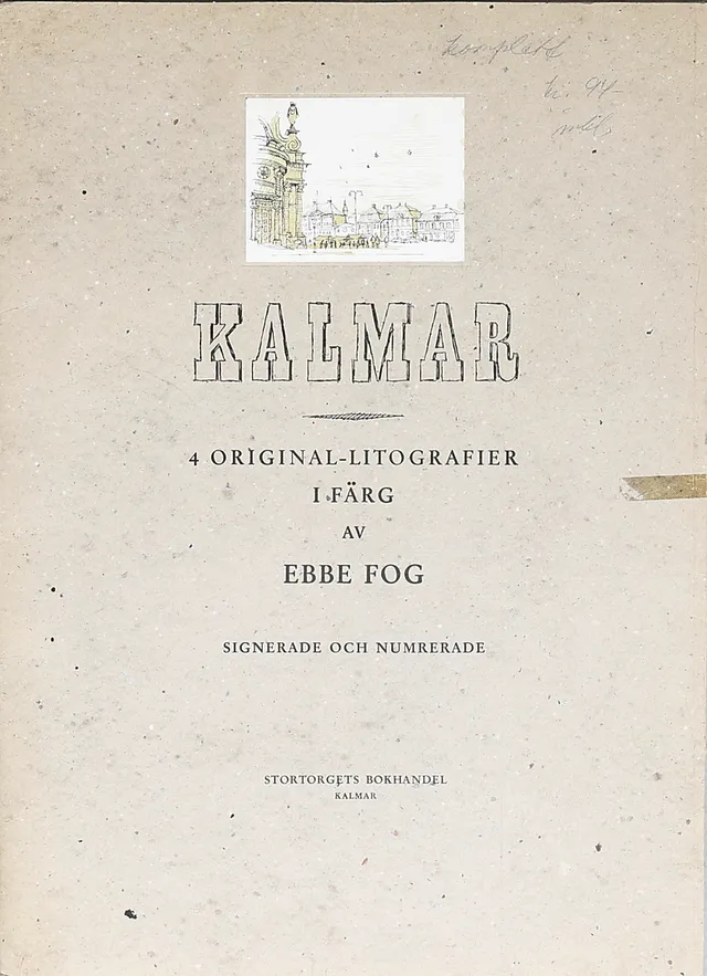 EBBE FOG. Kalmarmotiv, färglitografier, 4 st blad, signerade.