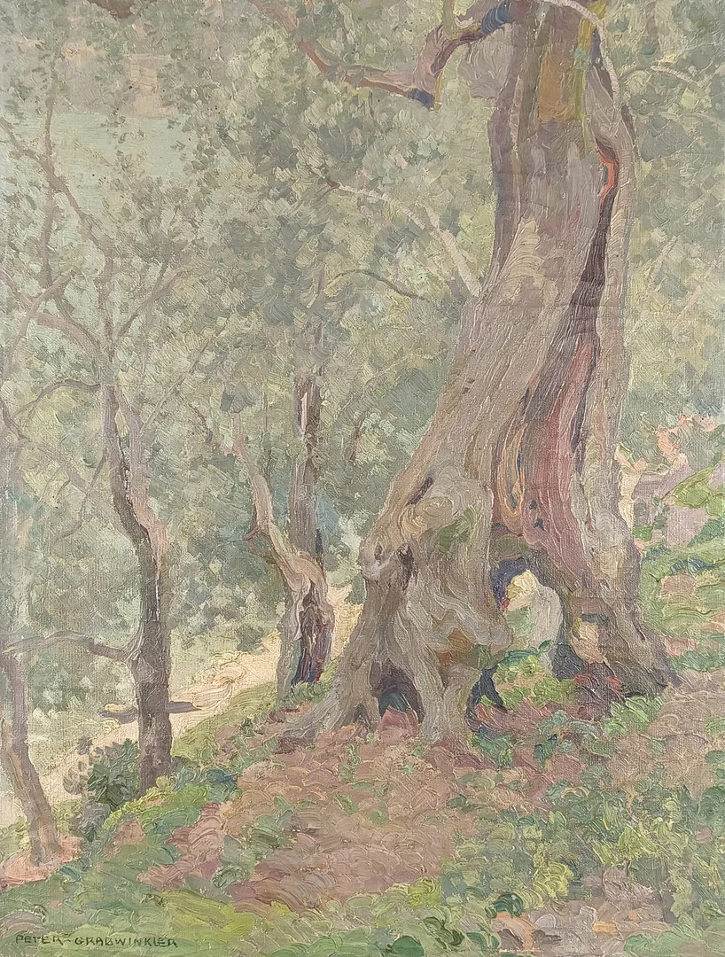 GRABWINKLER, PETER. Im Wald, Öl auf Leinwand. — Paintings — Auktionshaus Blank