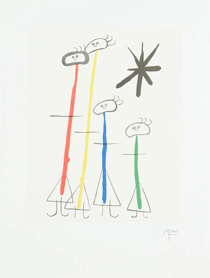 JOAN MIRÓ. EFTER. Ur "Parler Seul", färglitografi, signerad i trycket. — Engravings & Prints — Stockholms Auktionsverk Magasin 5