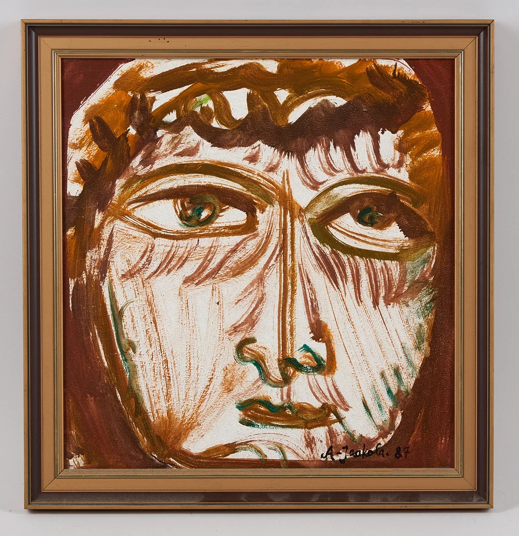 ALPO JAAKOLA. "Maria", signerad samt daterad -87, olja på pannå. — Paintings — Stockholms Auktionsverk Helsinki