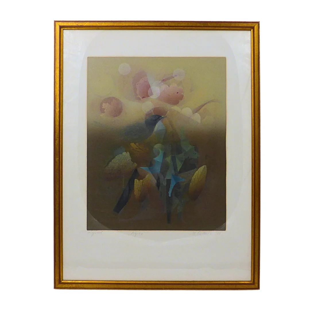 GERAHMTES VOGELMOTIV DES KÜNSTLERS MIHAILO ČUMIĆ AUS DEM JAHR 1987. — Paintings — Auktionshaus Stuber's Hammerschlag
