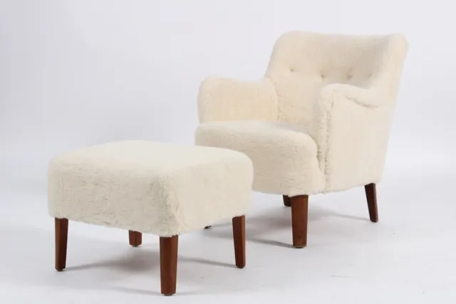 Peter Hvidt. lounge chair with stool, model 1748. The 1940s. (2)