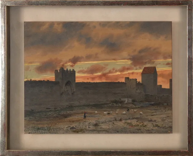 ALBERT THEODOR GELLERSTEDT. Visby, akvarell, monogramsignerad ATG.