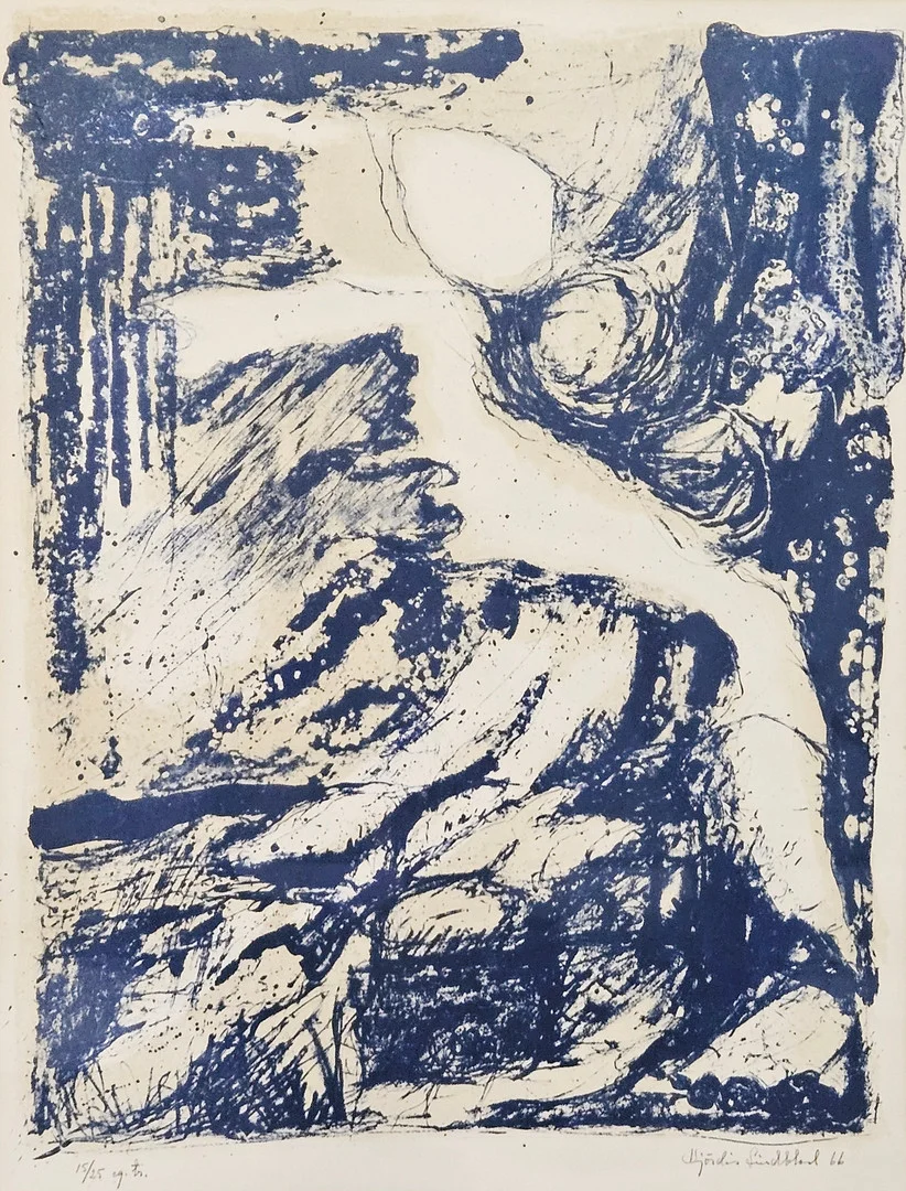 HJÖRDIS LINDBLAD. Färglitografi, eget tryck, signerad Hjördis Lindblad, numrerad 15/25 och daterad 66. — Engravings & Prints — Auktionshuset Thörner & Ek