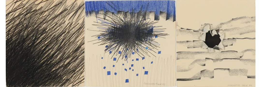 ANNEMETTE BECK F. 1955. Tre kompositioner, de to betitlede 'Det mørke sinds land II og 'IV', bly på papir, signerede og daterede 1984-85 (3). — Drawings — Palsgaard Kunstauktioner