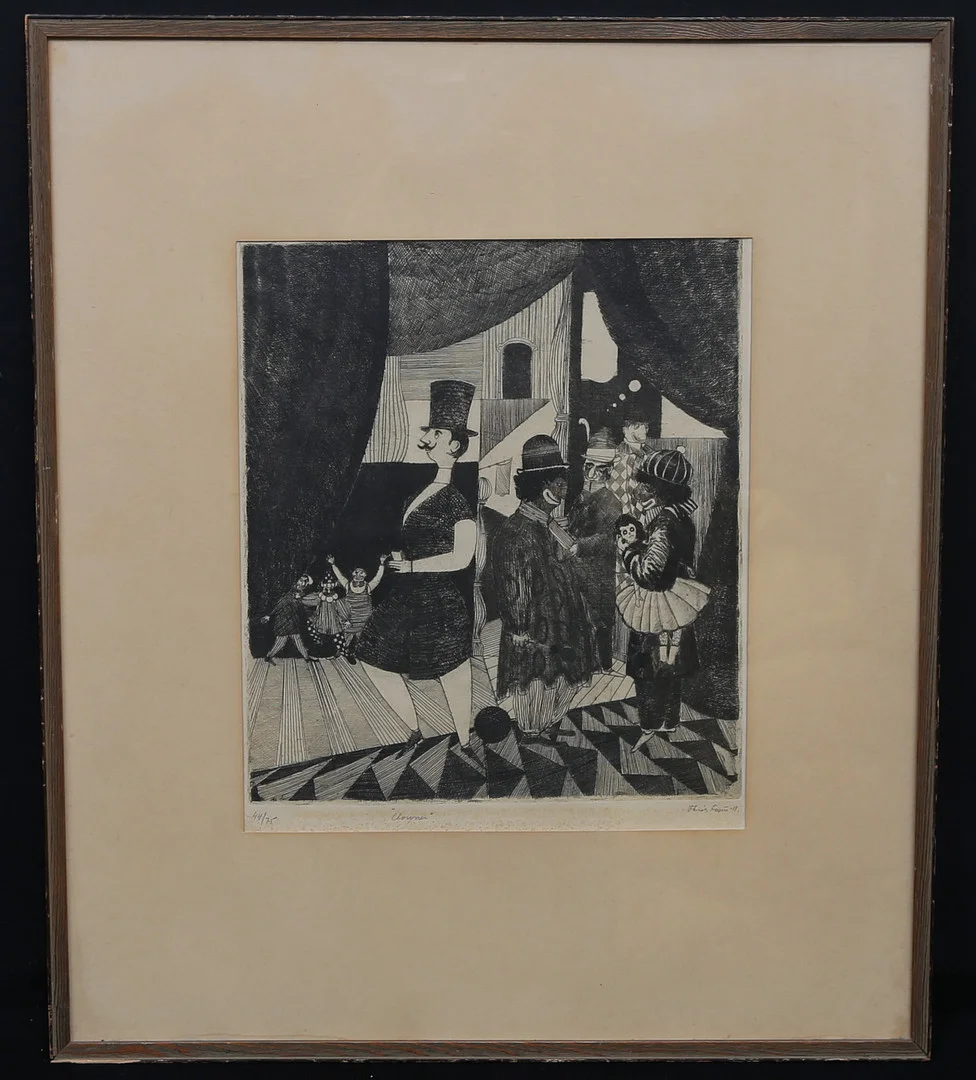 OIDENTIFIERAD KONSTNÄR. Etsning, otydligt signerad. — Engravings & Prints — Gomér & Andersson Linköping