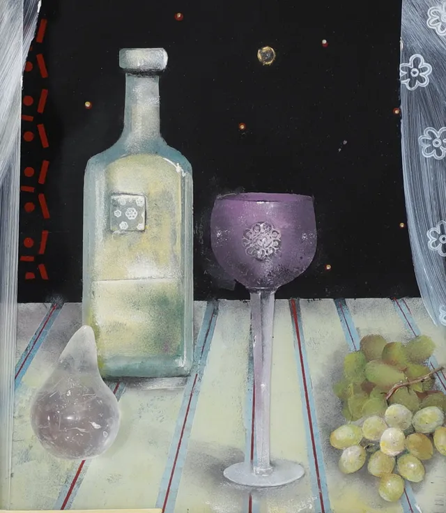 HANS FRODE (FÖDD 1951). "Purple goblet", signerad samt daterad a tergo 2020, glas, inbyggt neonljus.