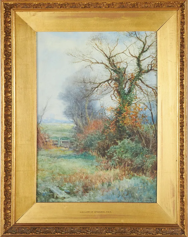 HENRY JOHN SYLVESTER STANNARD (1870-1951). Landskaspmåleri, akvarell på papper, signerad.