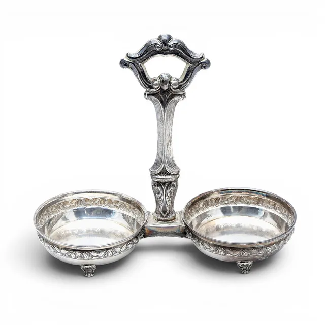 Spanish sllver cruets tand, second third of the 20th Century.