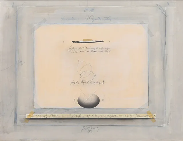 JÖRGEN WARING. BLANDTEKNIK PÅ PAPPER, KOMPOSITION, SIGNERAD & DATERAD 1981.