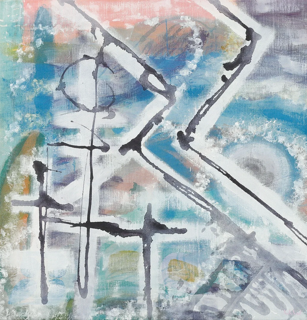ULRIKA WAGNER. Komposition, blandteknik på duk, monogramsignerad. — Paintings — Göteborgs Auktionsverk