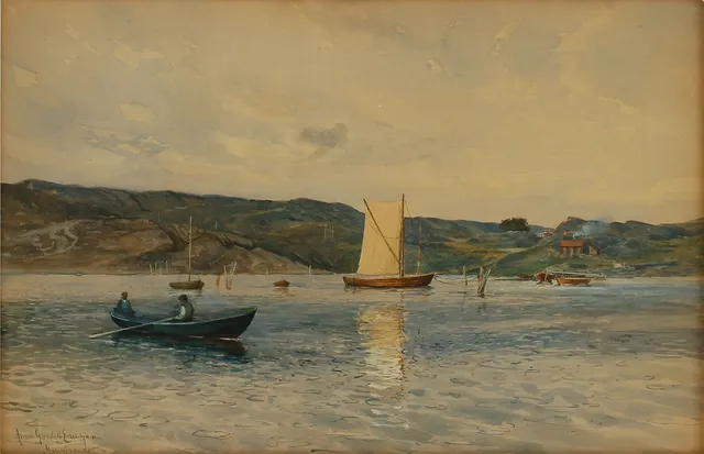 ANNA GARDELL ERICSON (1853-1939). Motiv från Marstrand. Akvarell.