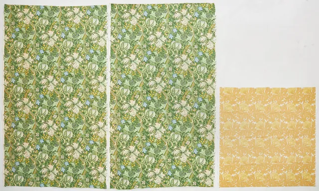 WILLIAM MORRIS. Textilier "Golden Lily" samt "Tulip".
