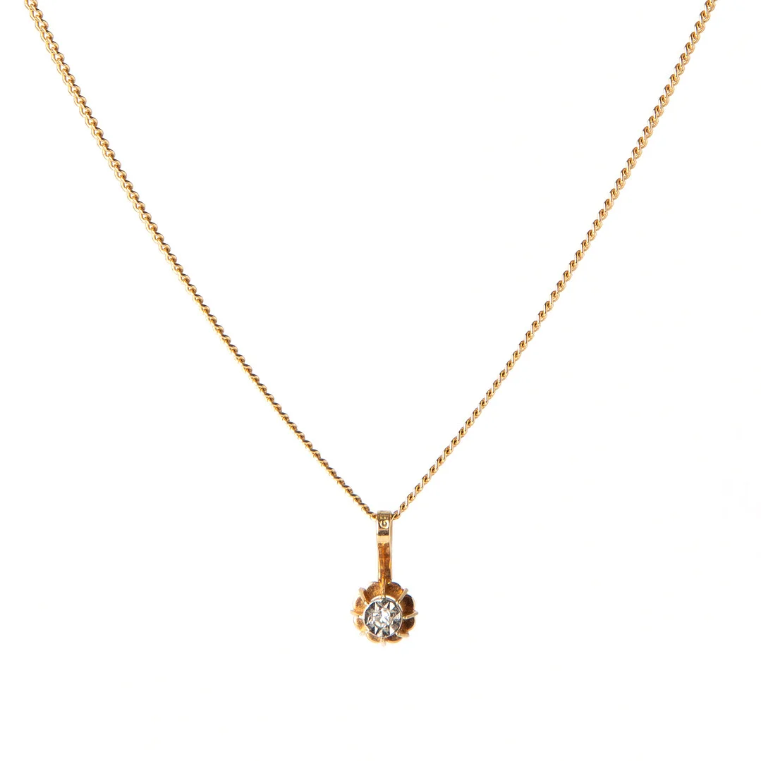 HÄNGE, 18K guld med åttkantslipad diamant. — Brooches & Pendants — Stockholms Auktionsverk Göteborg