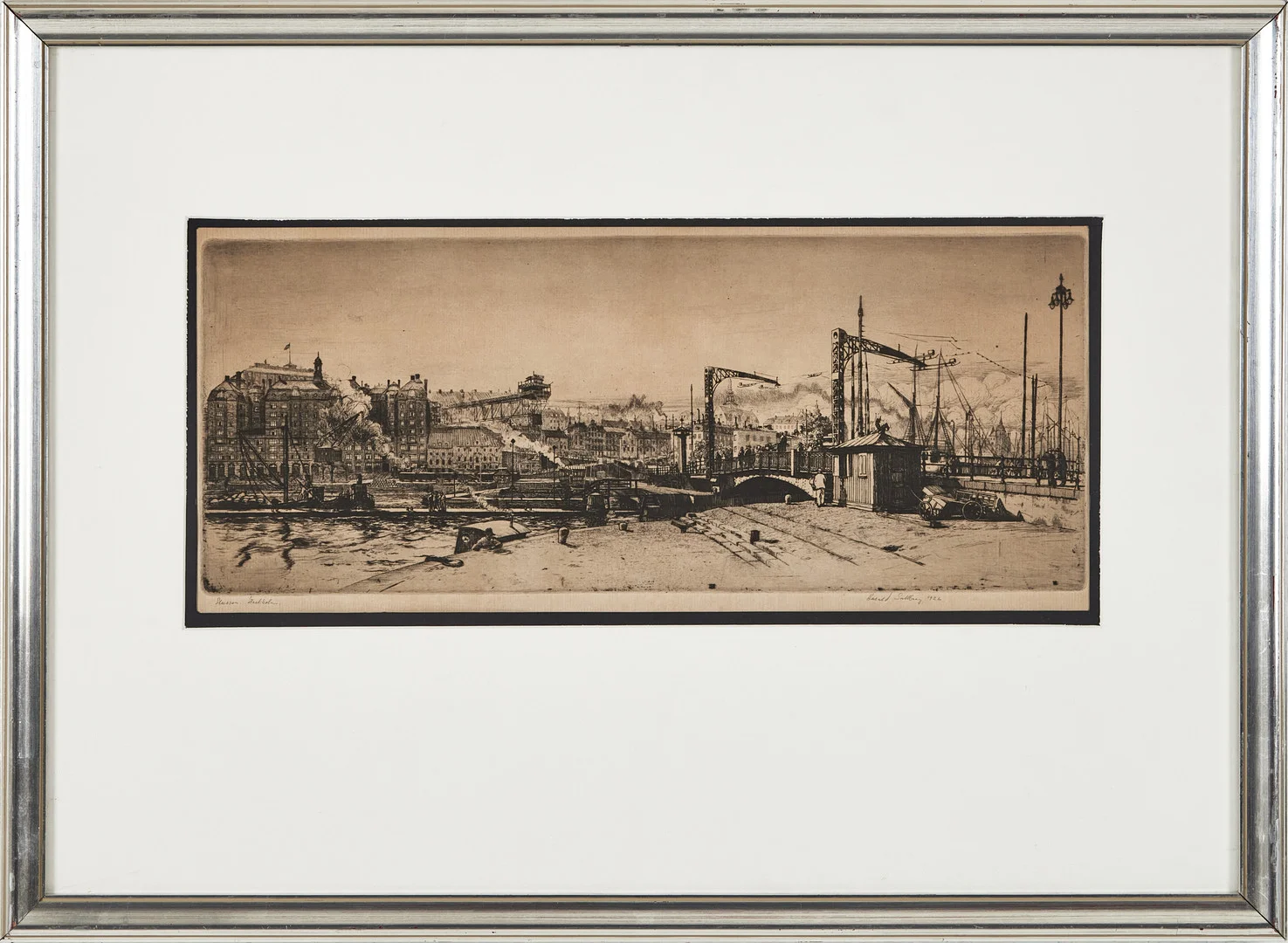 HARALD SALLBERG. "Slussen, Stockholm" 1926. — Engravings & Prints — Stockholms Auktionsverk Magasin 5
