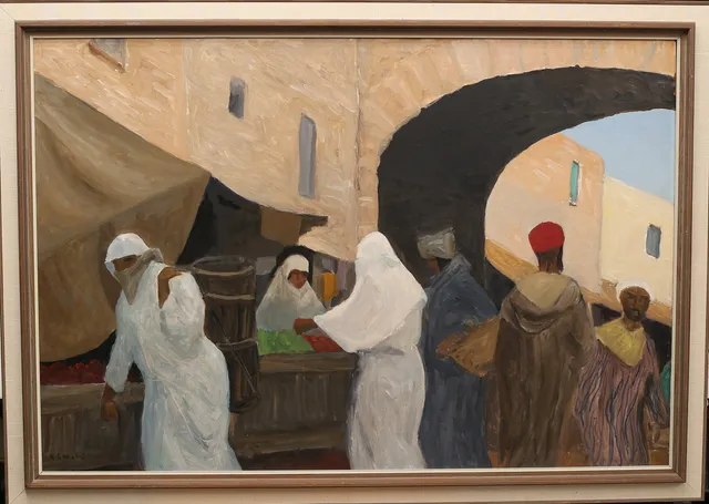 GUNNAR S MALM. Olja på pannå, Marocko, signerad.