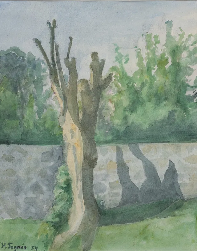 HEDVIG TEGNÉR. Träd. akvarell signerad.
