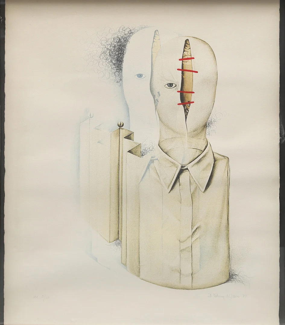 BERT-JOHNNY NILSSON. Komposition, färglitografi, signerad och daterad -77. — Engravings & Prints — Garpenhus Auktioner