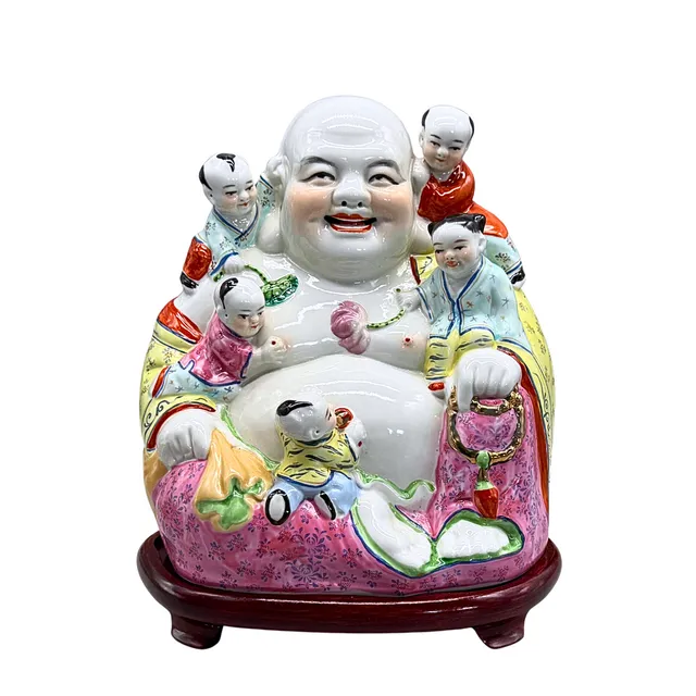 ASIATISCHE BUDDHA KERAMIK STATUE.