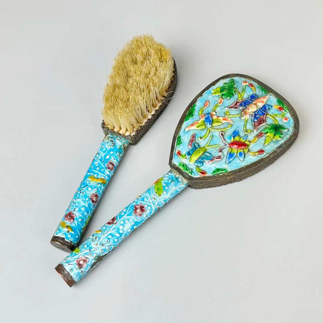 CHINESE CANTON ENAMEL MIRROR & HAIRBRUSH. — Other — Chalkwell Auctions