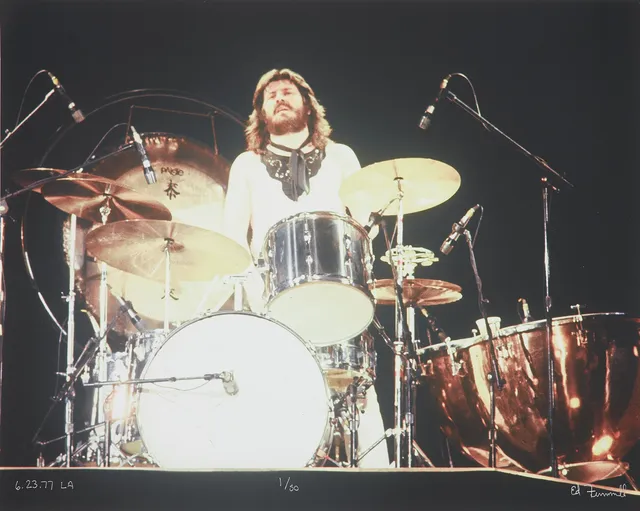 ED FINNELL (USA/SVERIGE, FÖDD 1956). Johan Bonham, Led Zepplin Presence Tour, Los Angeles Forum, June 23, 1977, Number 3/50, C-print.