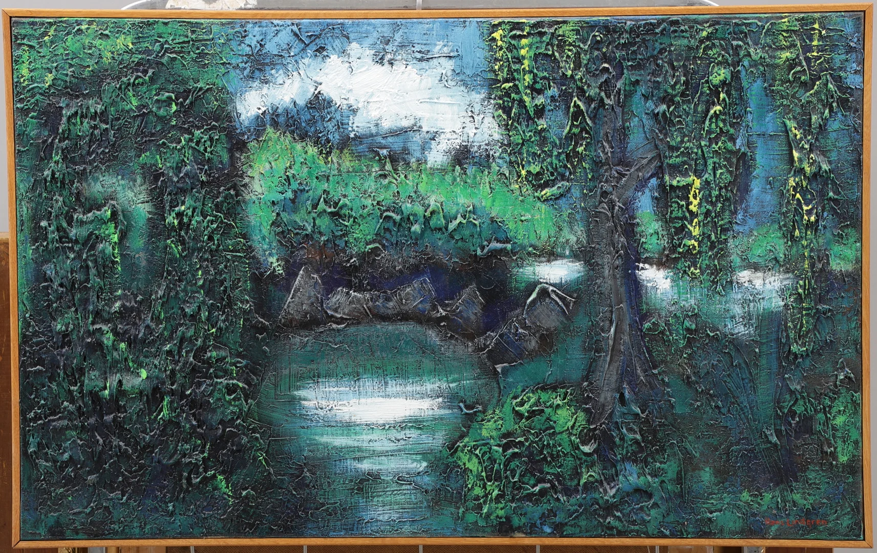 HANS LINDGREN. Naturmotiv, olja duk, signerad. — Paintings — Växjö Auktionskammare