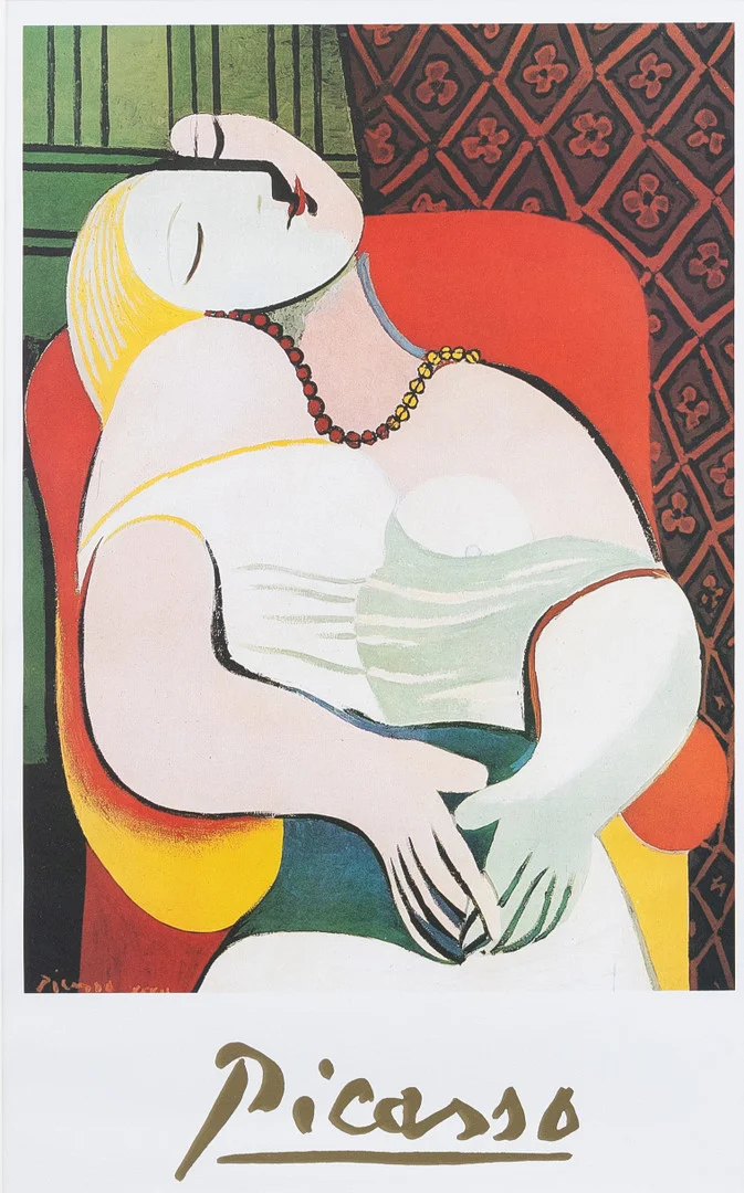 PABLO PICASSO. EFTER. Affisch, Sittande kvinna, offsettryck, signerad i trycket. — Engravings & Prints — Garpenhus Auktioner