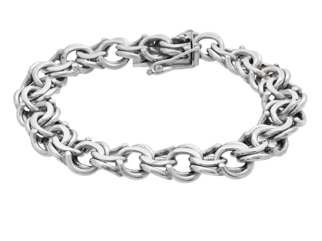 ARMBAND, silver, bismarcklänk, bredd 1,1 cm, längd 19 cm, säkerhetskedja, vikt 33,1 g. — Smycken/Armband — Kaplans