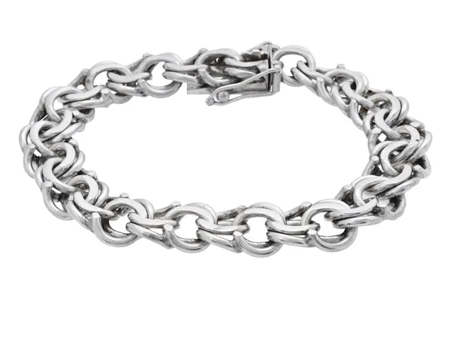 ARMBAND, silver, bismarcklänk, bredd 1,1 cm, längd 19 cm, säkerhetskedja, vikt 33,1 g.