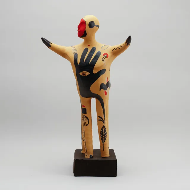 HERMAN FOGELIN. "Gula kentauren med saxarna", skulptur, stengods, signerad.