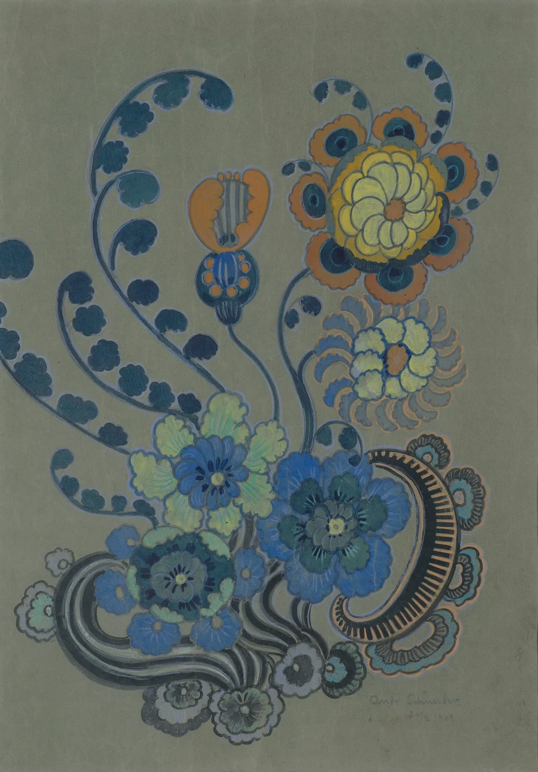Schneider, Andreas — Mønsterskisse, 1909 — Kunst/Øvrig billedkunst — Blomqvist