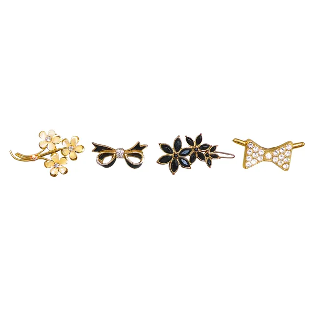 SET AUS BROSCHEN UND HAARSCHMUCK, 4 TEILE.