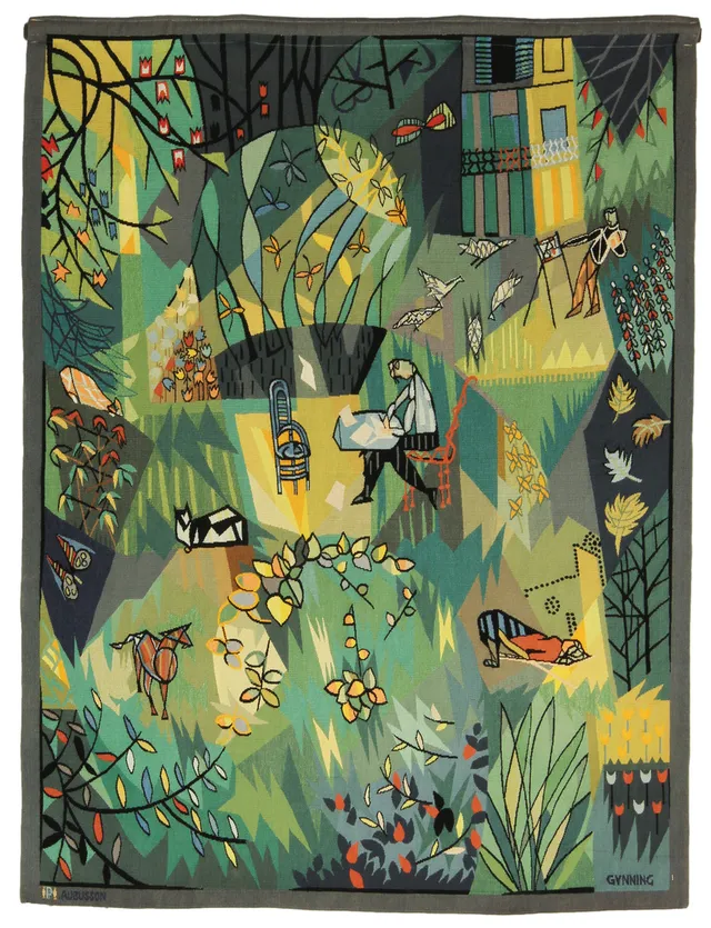 LARS GYNNING. Vävd tapet "Mon jardin", Aubusson omkring 1950.