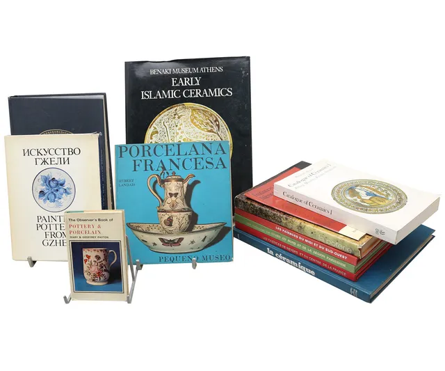 Twelve books on European, Islamic and Gzhel ceramics.