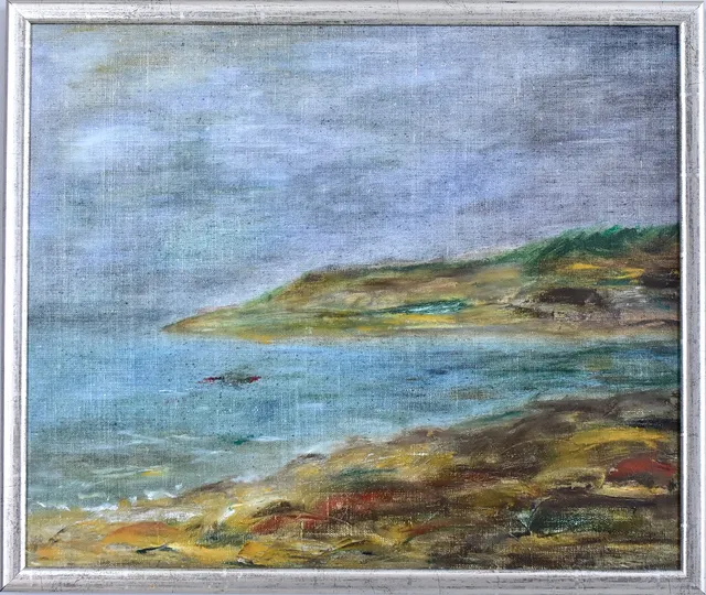 OIDENTIFIERAD KONSTNÄR. oljemålning på duk, "Vid havet".
