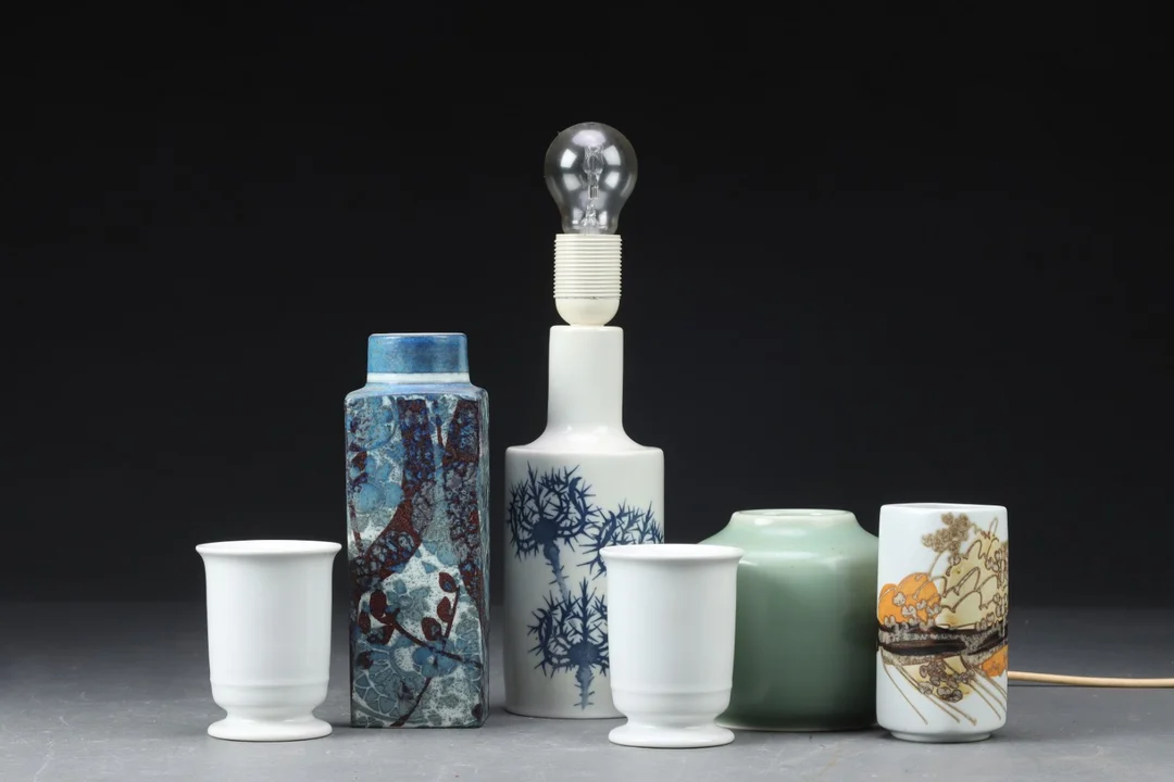 Royal Copenhagen samling vaser, lampe mm. (6) — Glass, porcelain and ceramics/Other glass, porcelain and ceramics — Lauritz