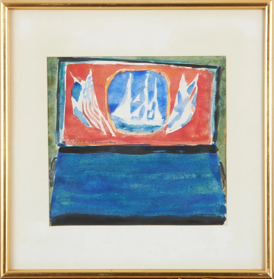 GÖSTA WERNER. Komposition, akvarell, signerad. — Paintings — Stockholms Auktionsverk Magasin 5