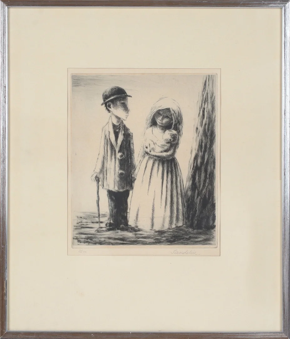 BÖRJE SANDELIN. Famljen, etsning, signerad upplaga om 35 ex. — Engravings & Prints — Stadsauktion Sundsvall