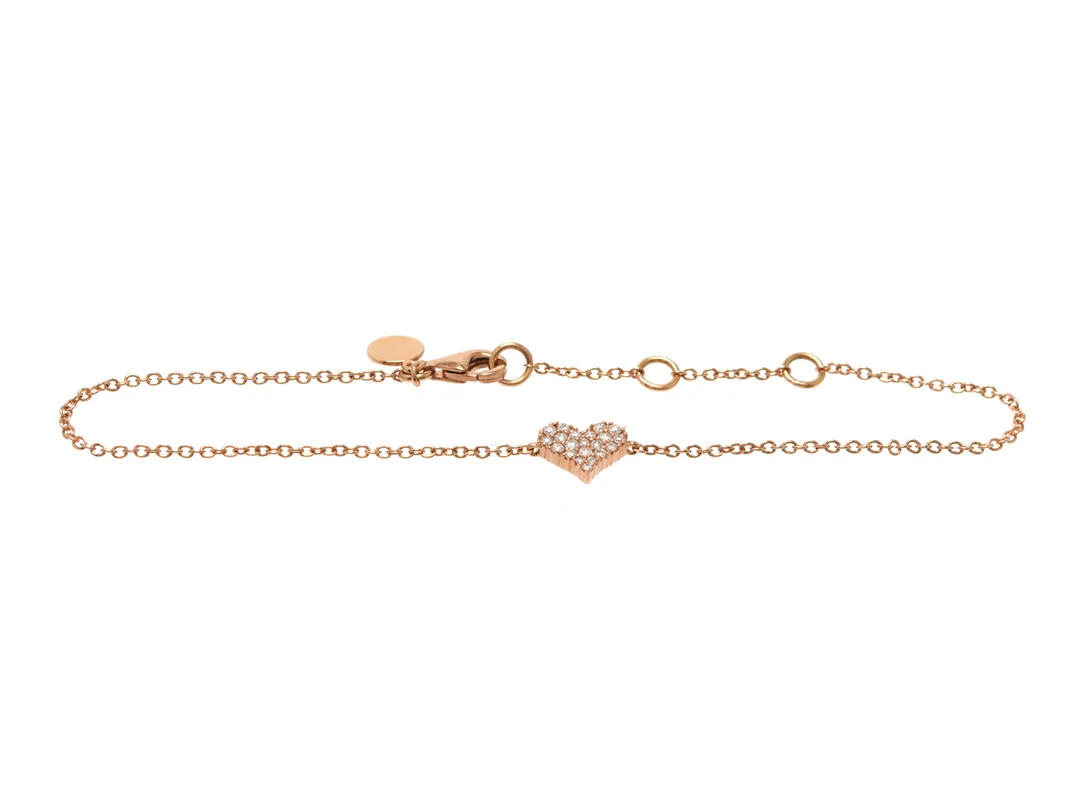 ARMBAND, 18K roséguld, briljantslipade diamanter 0,16 ctv, TW/VS, hjärta, längd 16,17,18 cm, vikt 1,9 g. — Smycken/Armband — Kaplans