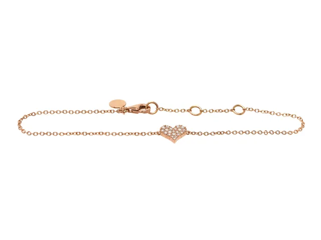 ARMBAND, 18K roséguld, briljantslipade diamanter 0,16 ctv, TW/VS, hjärta, längd 16,17,18 cm, vikt 1,9 g.