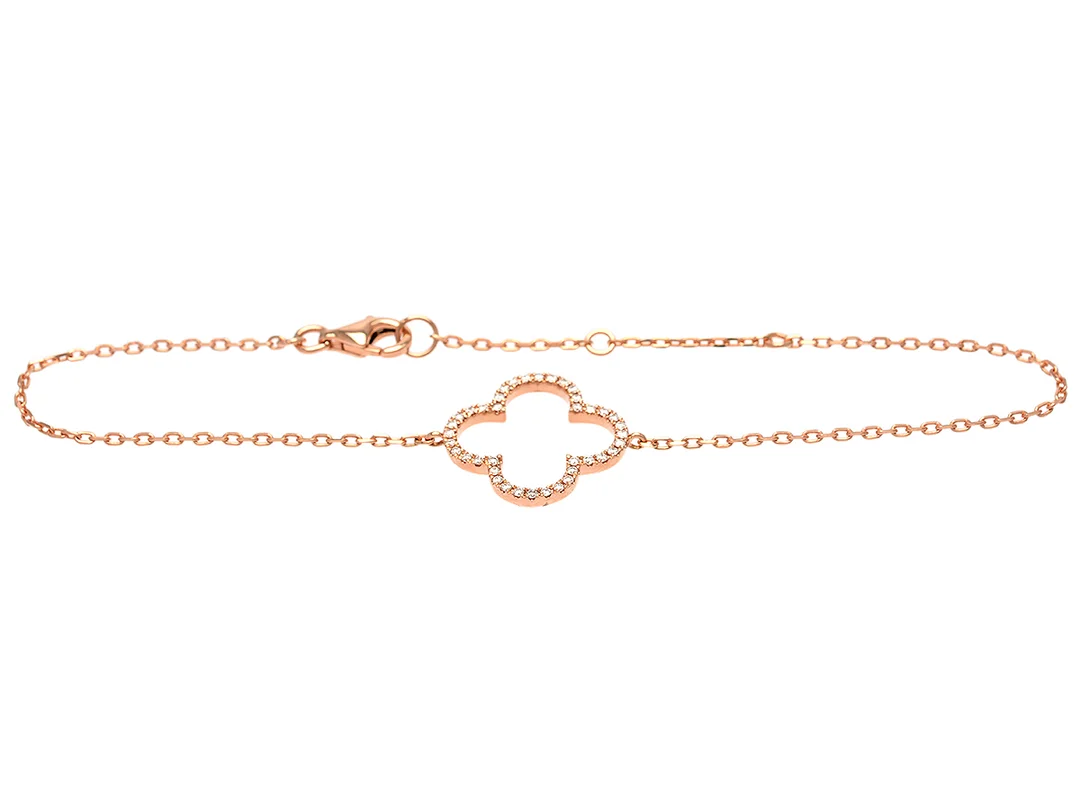 ARMBAND, 18K roséguld, briljantslipade diamanter 0,15 ctv, ca TW-TCr/VS-SI, längd 16 - 19 cm, vikt 2,3 g. — Smycken/Armband — Kaplans